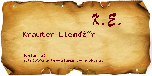 Krauter Elemér névjegykártya