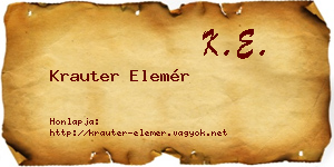 Krauter Elemér névjegykártya